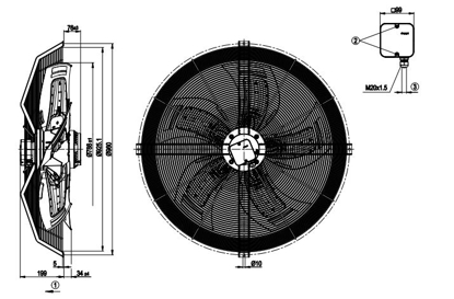 Imagem de Motor Axial 800mm  Com Grade 3F S8D800-AD05-03 Ebmpapst