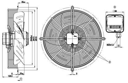 Imagem de Motor Axial 450mm  Com Grade 1F S4E450-GA09-01 Ebmpapst