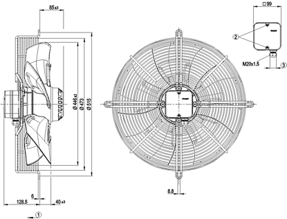 Imagem de Motor Axial 450mm  Com Grade 1F S4E450-AO09-01 Ebmpapst