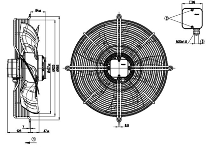 Imagem de Motor Axial 500mm  Com Grade 3F S4D500-AM01-03 Ebmpapst