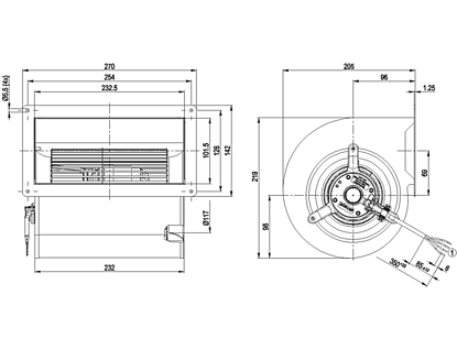 Imagem de Motor Centrífugo 146mm  1F D2E146-AP47-22 Dupla Aspiração Ebmpapst