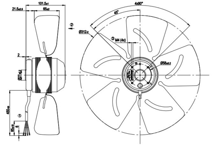 Imagem de Motor Axial 315mm  Sem Grade 1F A4E315-AA05-01 Ebmpapst