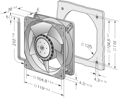 Imagem de Micro Ventilador Compacto  4114 N/2H8P Ebmpapst