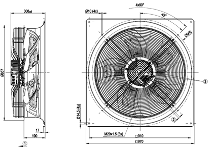 Imagem de Motor Axial 800mm 400v 3F W3G800-GU23-71 Ebmpapst